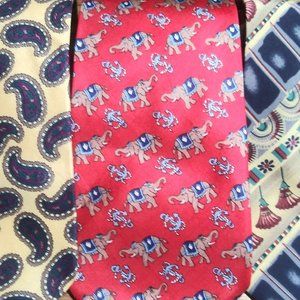 3 Men's Neckties Elephants Paisley Abstract